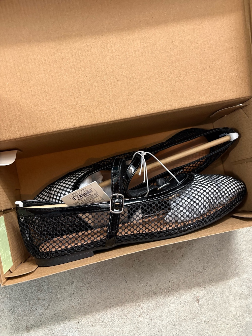 Black Mesh Mary Jane Flats